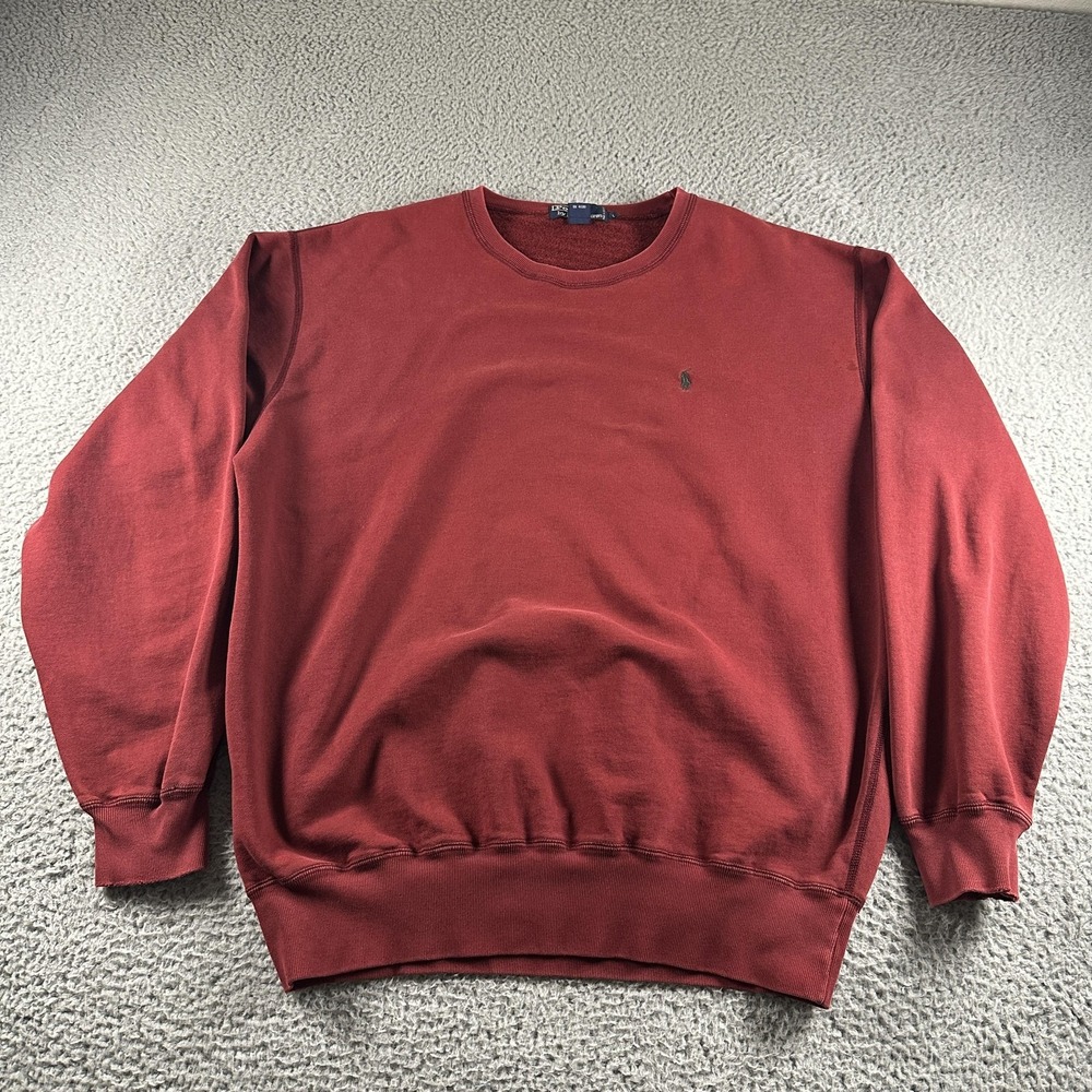 Vintage Polo Ralph Lauren Sweatshirt Mens L Red Fleece Crewneck Pullover Logo
